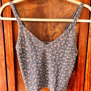 American Eagle Outfitters Pink and Sage Floral Camisole